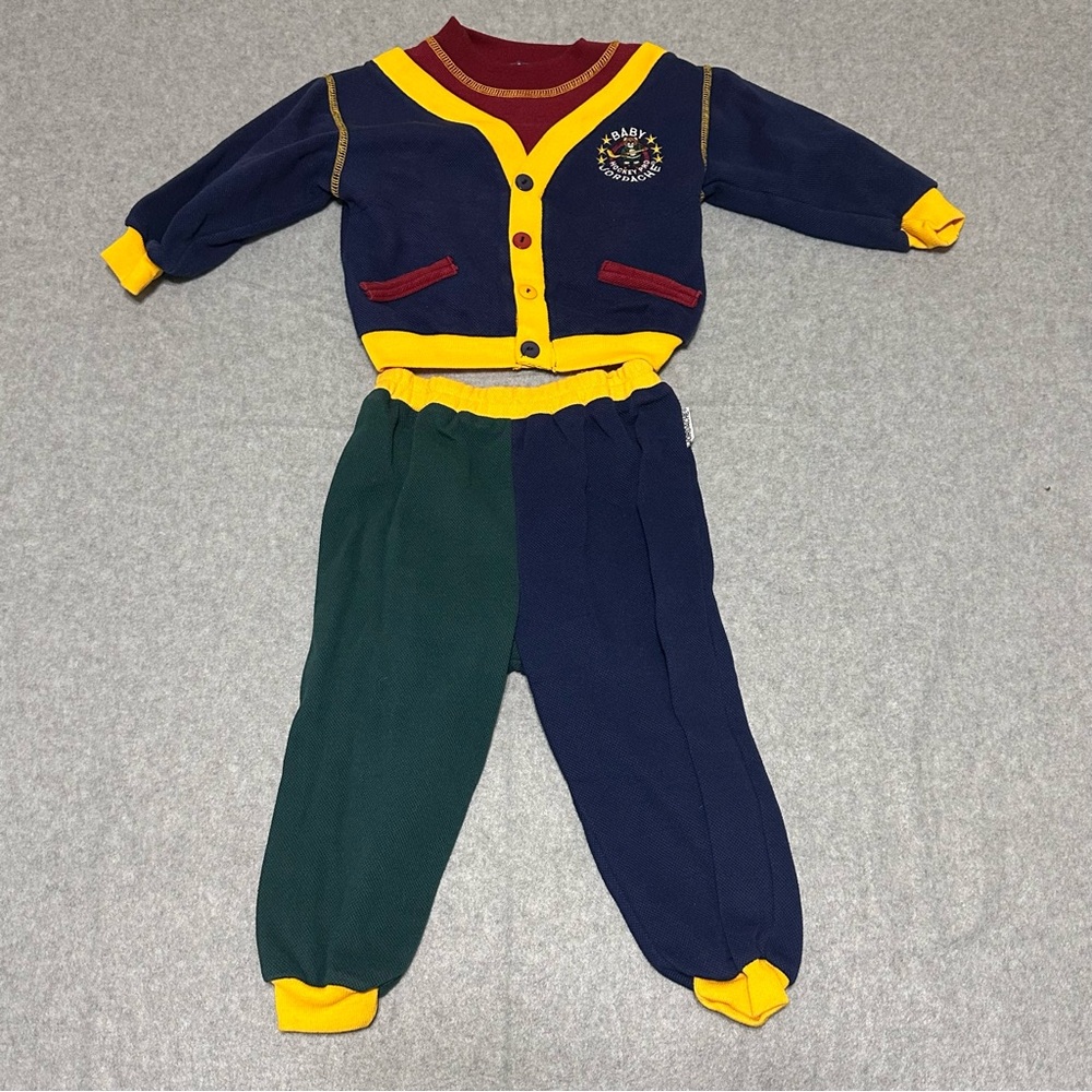 Vintage 90s Color Block Baby Outfit Jordache 2 Piece Jogging Suit 24 Month